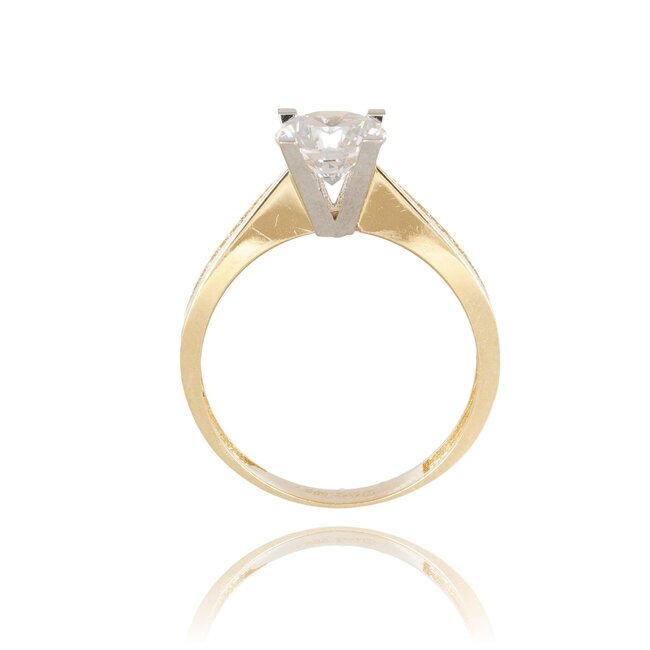 Gouden ring met ronde Swarovski-steen