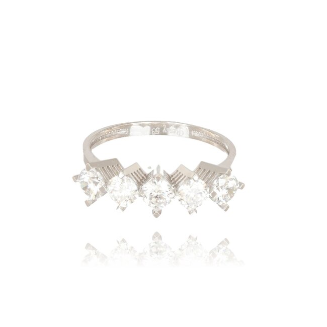 Witgouden ring met vijf Swarovski-stenen