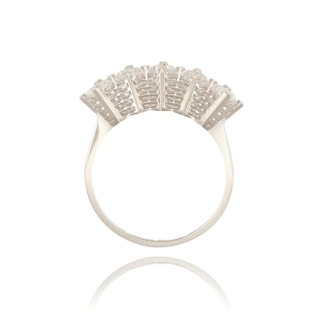 Witgouden ring met vijf Swarovski-stenen