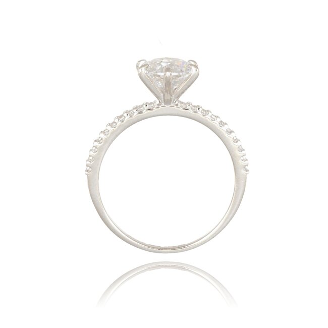 Witgouden ring met Swarovski-zijsteentjes