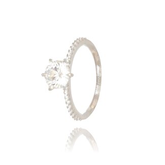 Witgouden Swarovski Ring met Zijsteentjes