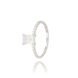 Witgouden Emerald Swarovski Ring