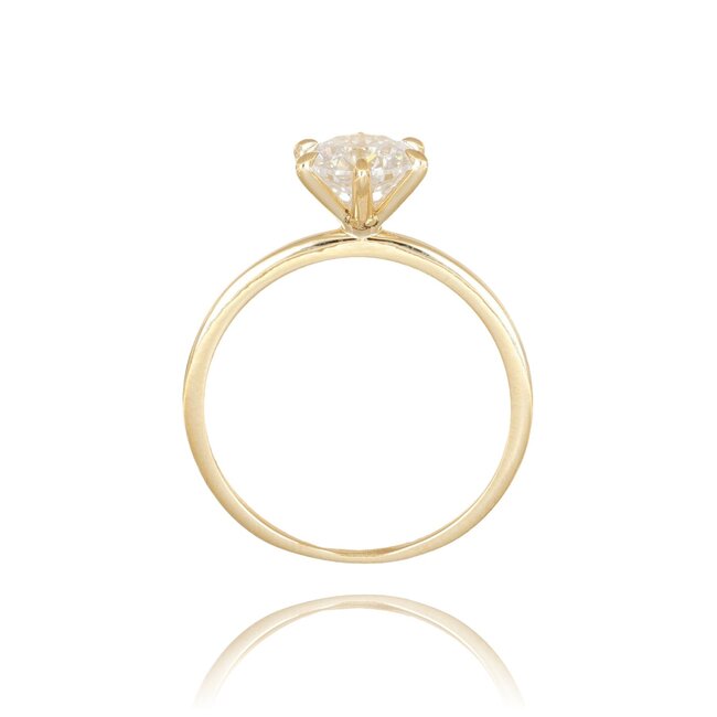 Stijlvolle gouden solitair ring met briljant geslepen Swarovski-steen