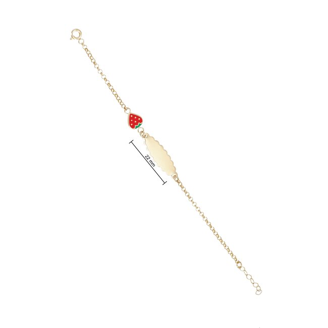 Speelse naamarmband met aardbei hanger voor kinderen