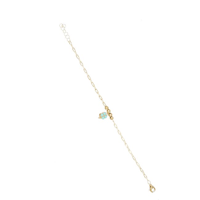 Kinderarmband met turquoise klavertje