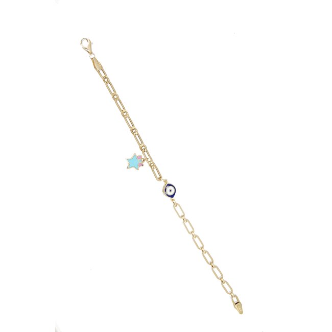 Speelse kinderarmband met blauw sterretje en nazar