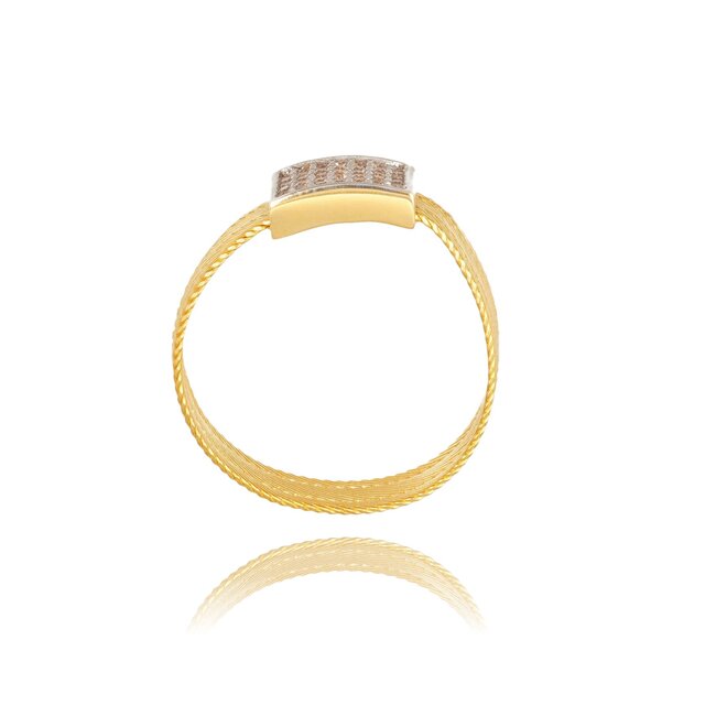 Elegante Trabzon Hasır ring met verfijnd mesh design en diamanten