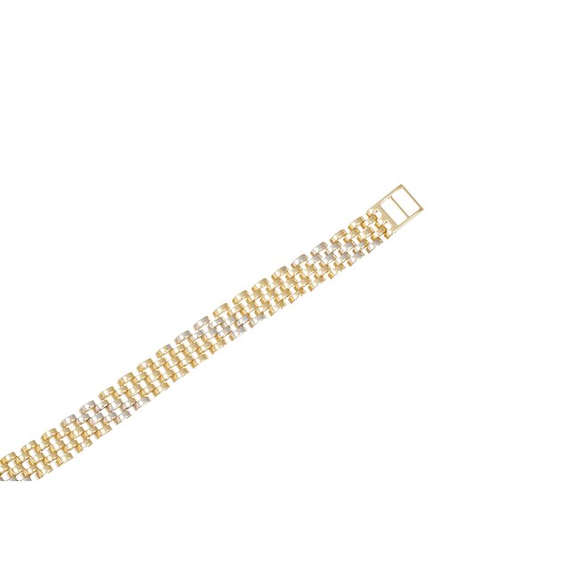 Gouden armband met twee-toon schakels 17 cm