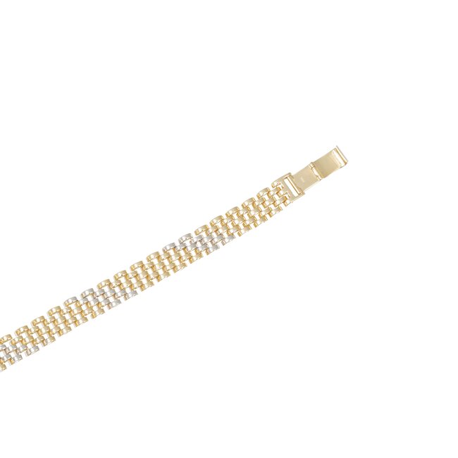 Gouden armband met twee-toon schakels 17 cm