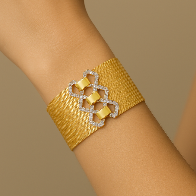 22k Hasır armband met 14 rijen en diamant
