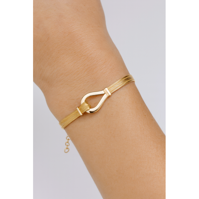 Luxe 14 karaat Hasır armband met moderne gouden sluiting