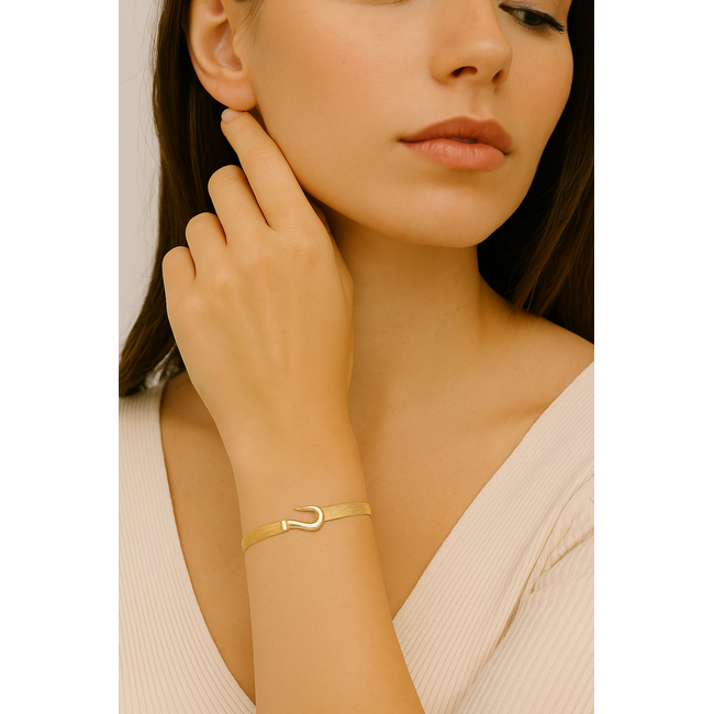 14k gouden Hasır armband met curve sluiting