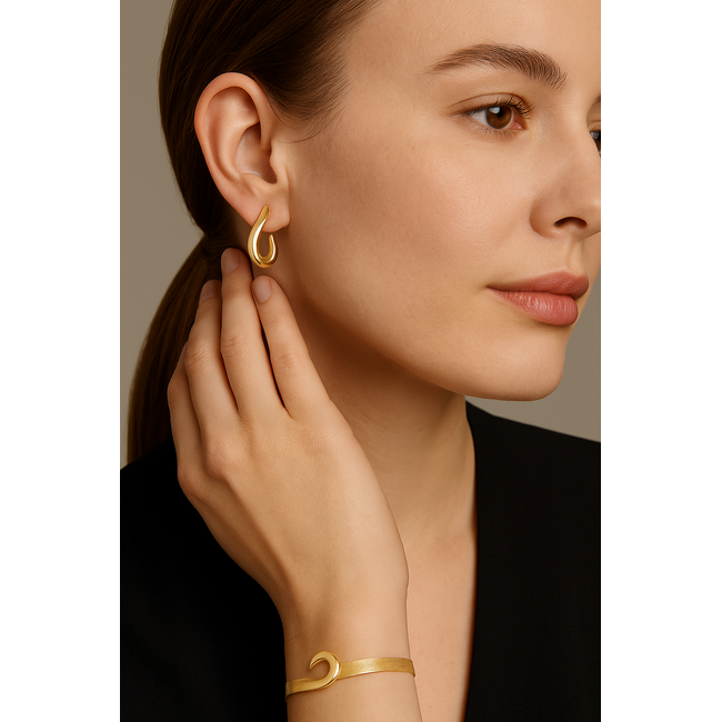 14 karaat gouden oorbellen met golvend S-design