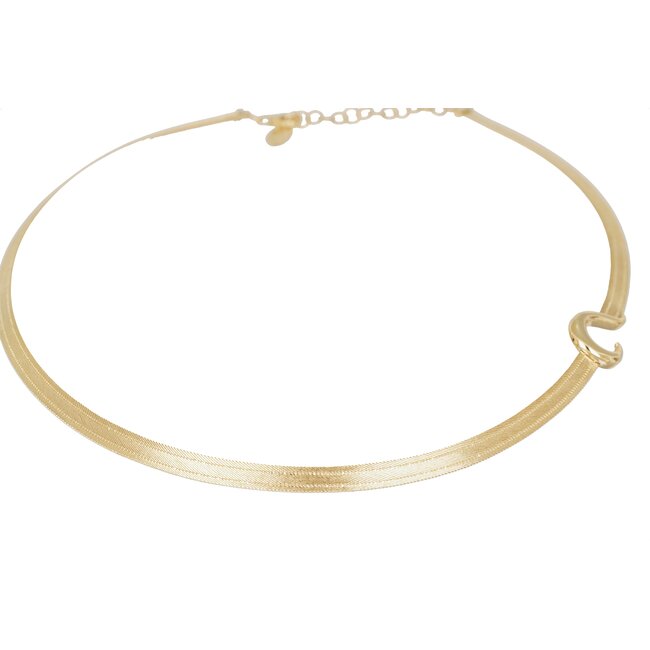 Elegante 14 karaat Hasır ketting met golvende curve sluiting