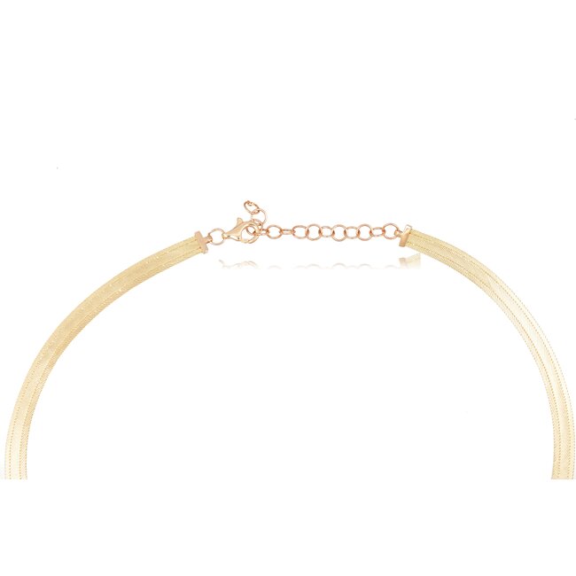 Elegante 14 karaat Hasır ketting met luxe pavé middenstuk