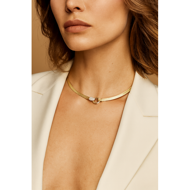 14 karaat Hasır ketting met pavé middenstuk