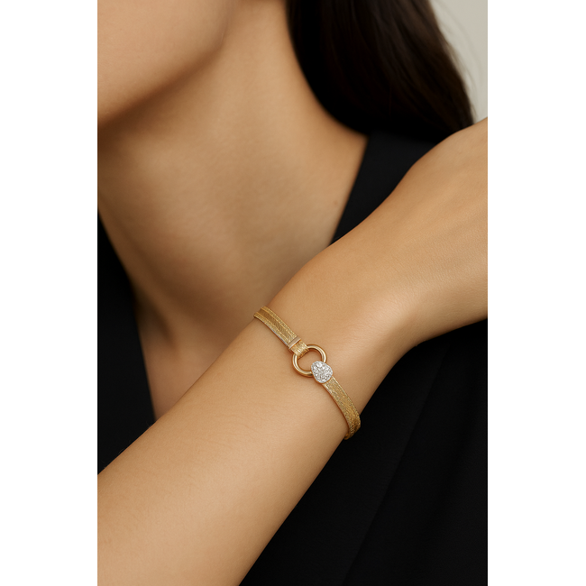 14k Hasır armband met roségoud middenstuk