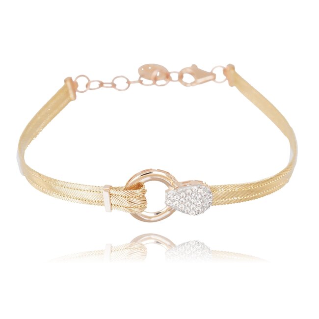 14k Hasır armband met roségoud middenstuk