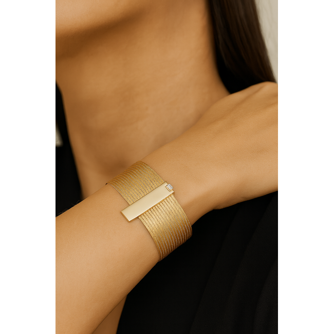 Luxe 14 karaat Hasır armband met pavé diamanten