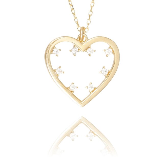 Elegant 14 karaat gouden hart collier met zirkonia