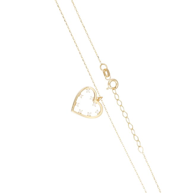 Elegant 14 karaat gouden hart collier met zirkonia