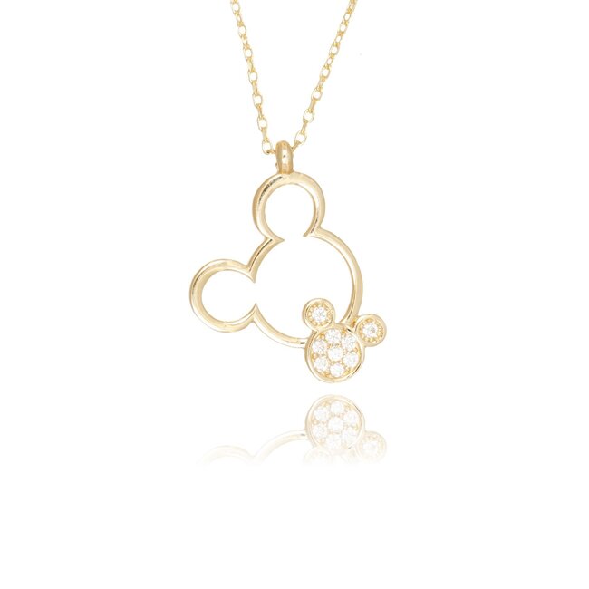 Speels 14 karaat gouden collier met Mickey-stijl hanger
