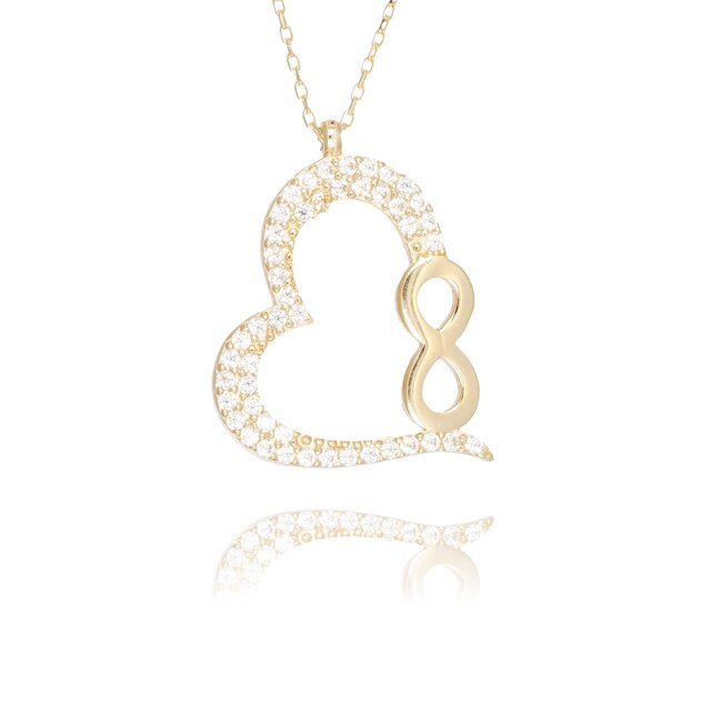 Elegant 14 karaat gouden hart collier met infinity detail