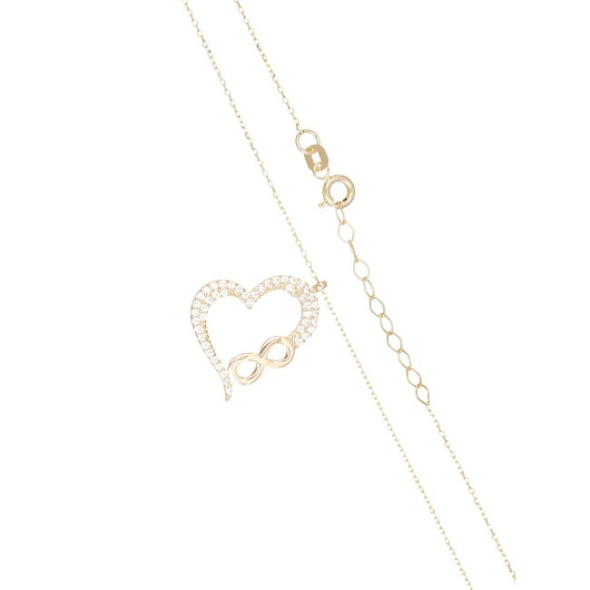Elegant 14 karaat gouden hart collier met infinity detail