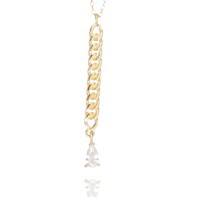 Modern 14 karaat gouden collier met gourmet hanger