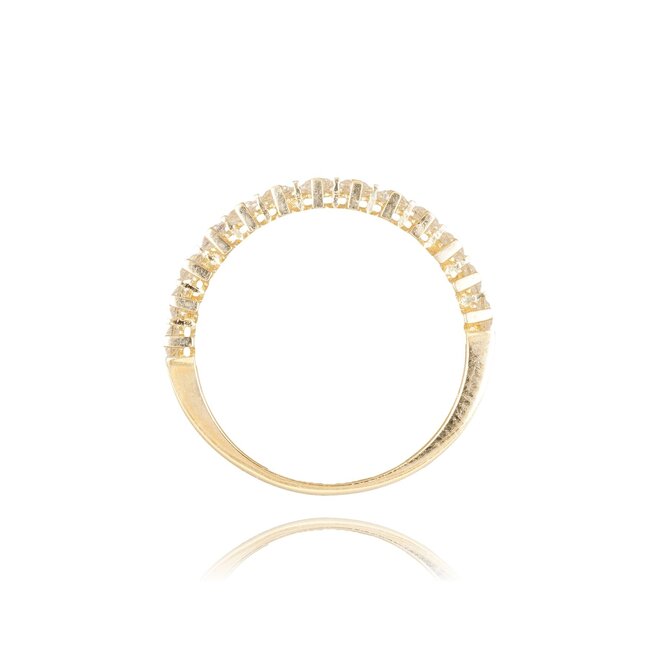 Elegante 14 karaat gouden rijring met zirkonia