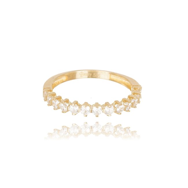 Elegante 14 karaat gouden rijring met zirkonia