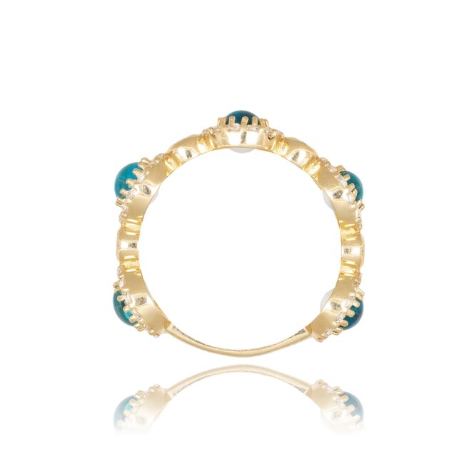 14 karaat gouden Evil Eye ring met turquoise stenen