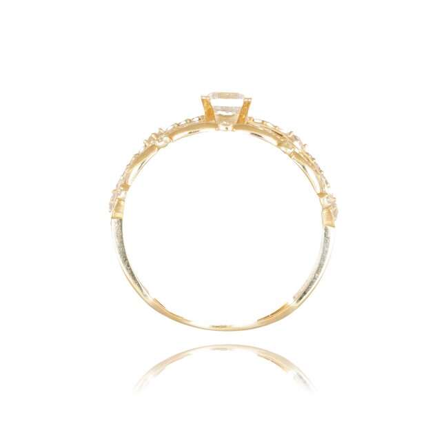 Gouden meerrijige ring met zirkonia