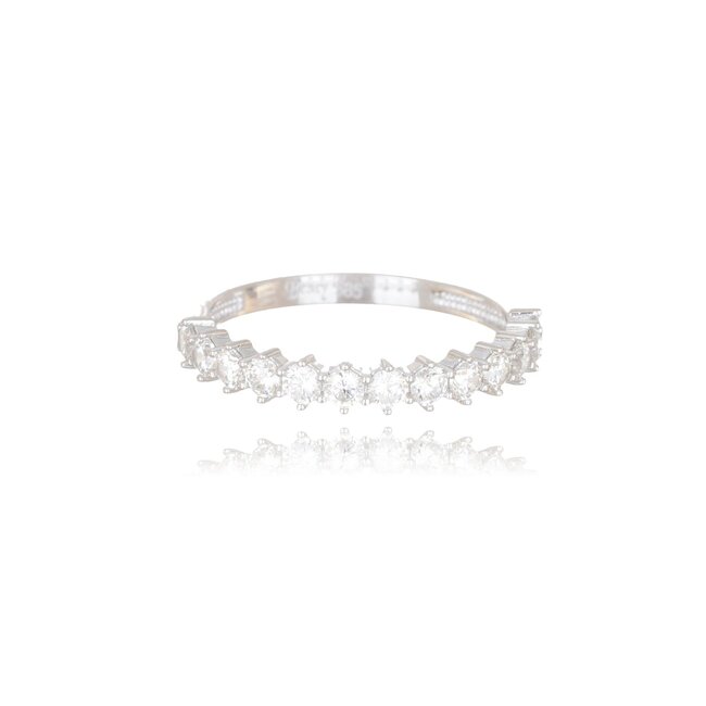 14 karaat witgouden half eternity ring met zirkonia