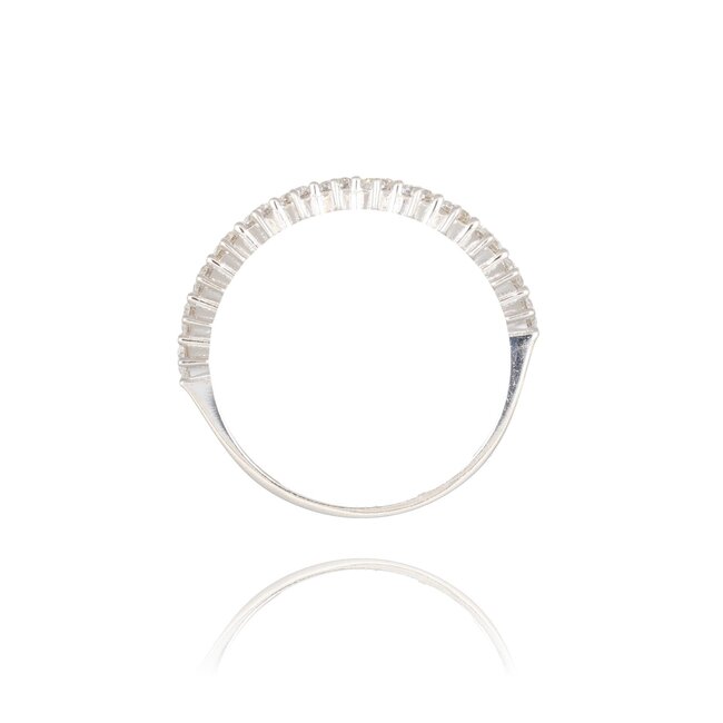 14 karaat witgouden half eternity ring met zirkonia