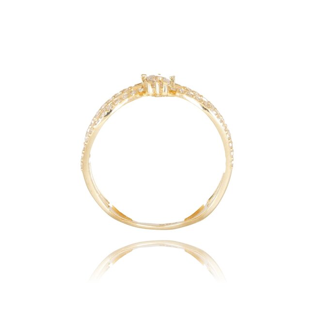 14k gouden ring met kroonvorm en zirkonia