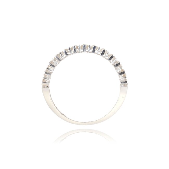 14 karaat witgouden half eternity ring met zirkonia