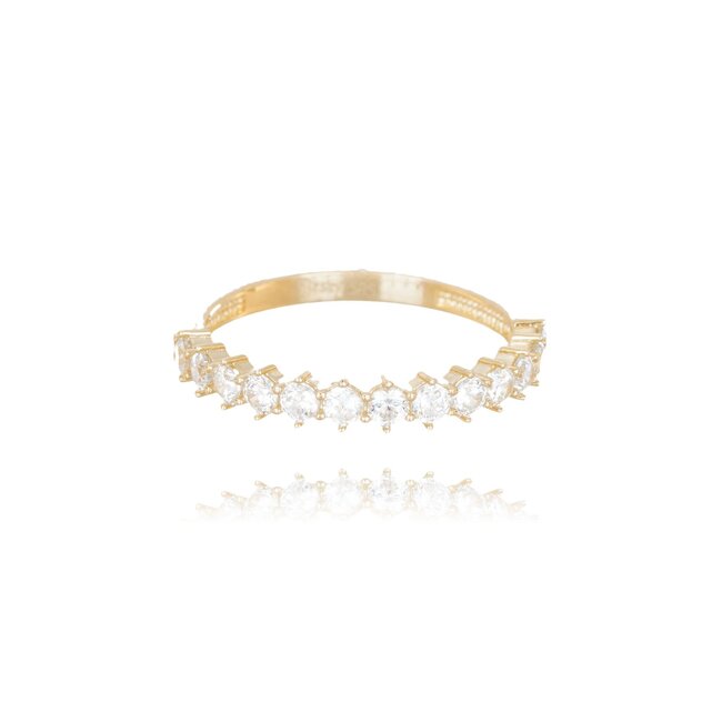 14 karaat gouden half eternity ring met zirkonia