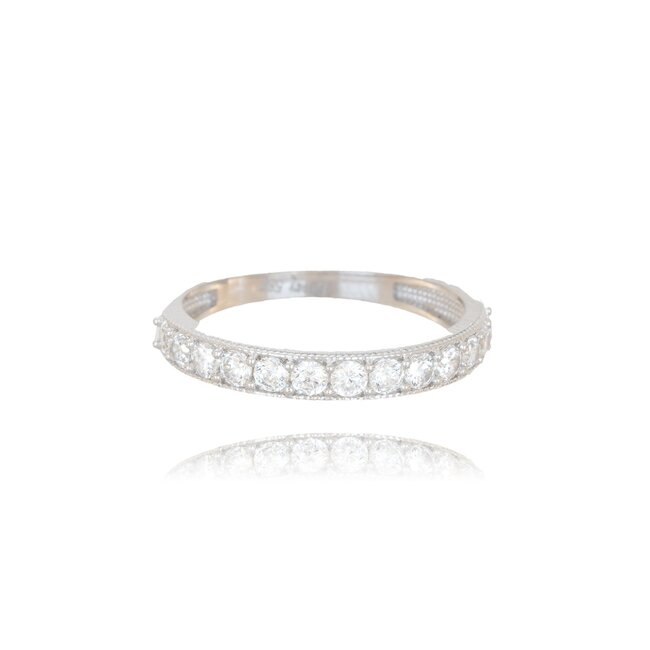 14 karaat witgouden ring met ronde zirkonia rij