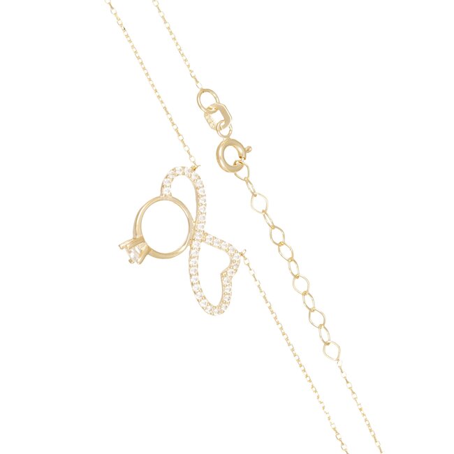 14 karaat gouden collier met infinity hart en zirkonia