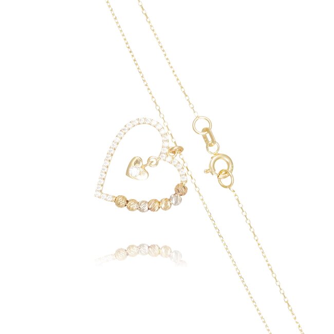 14 karaat gouden collier met open hart en dorika details