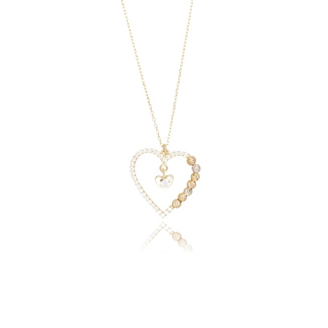 14 karaat gouden collier met open hart en dorika details