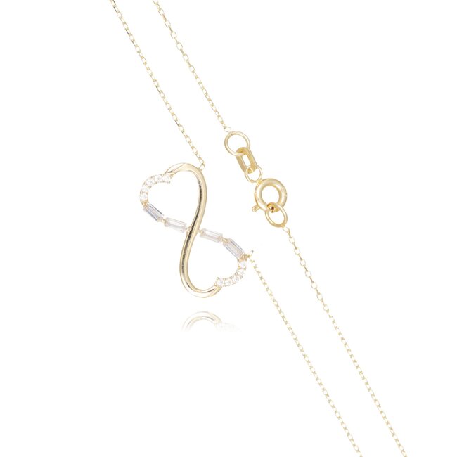 14 karaat gouden collier met infinity hanger en zirkonia