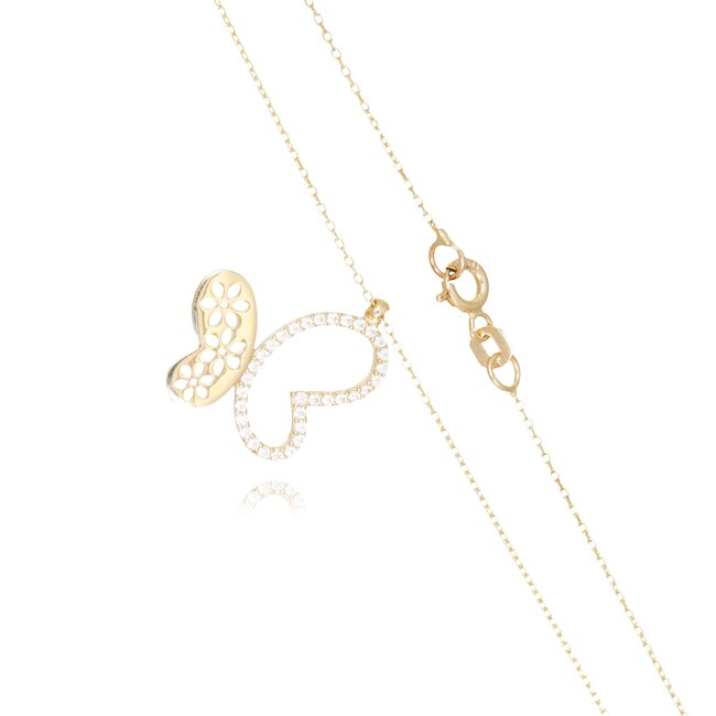 14 karaat gouden collier met dubbele hart hanger