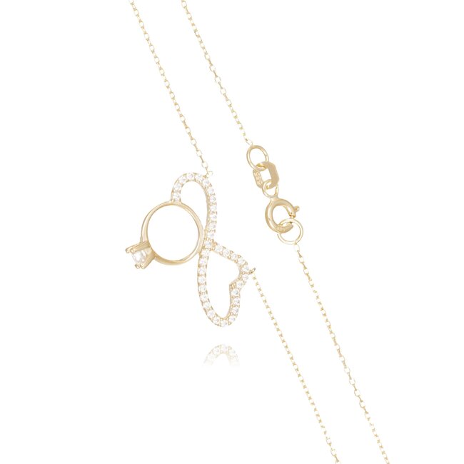 Gouden infinity hart collier met ringdetail