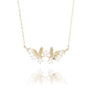 Gouden collier vlinders met stenen