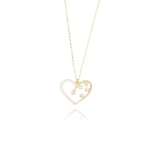 Gouden collier open hart met sterren
