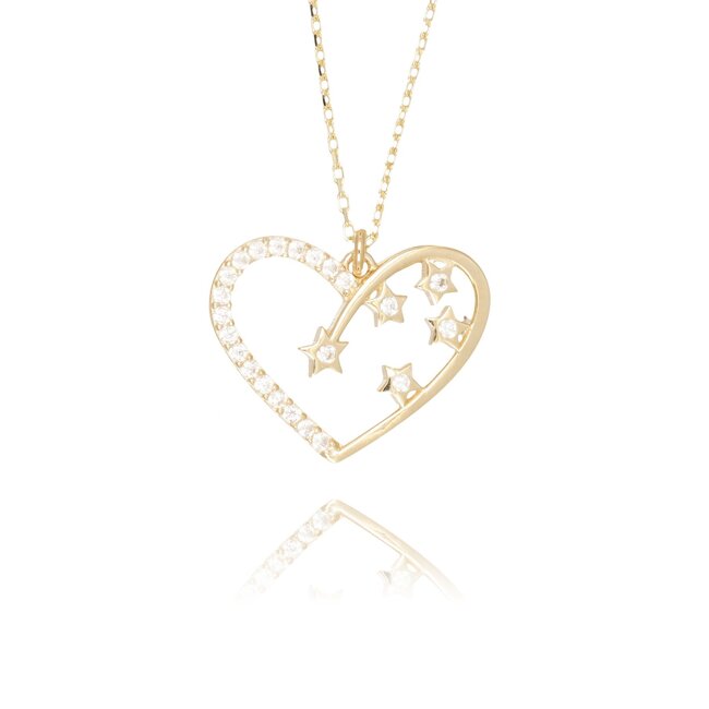 14 karaat gouden collier met open hart hanger
