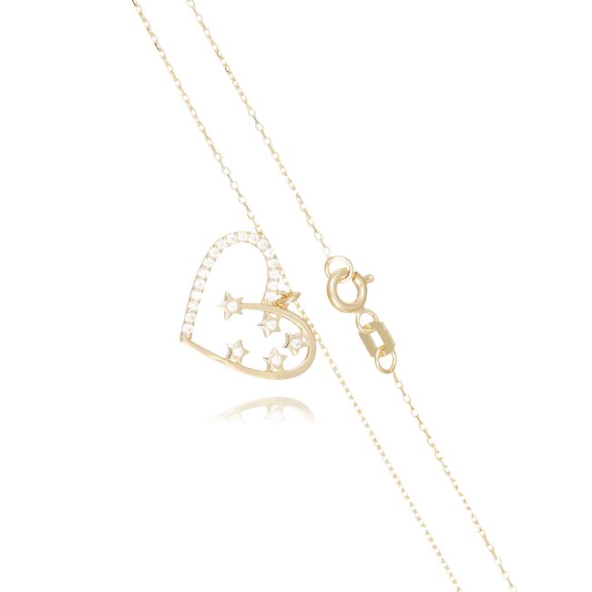 14 karaat gouden collier met open hart hanger