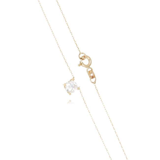 14 karaat gouden collier met solitair zirkonia steen